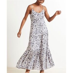 BB DAKOTA Penelope Floral Print Tiered Maxi Strappy Dress Cloud-Grey - Lg